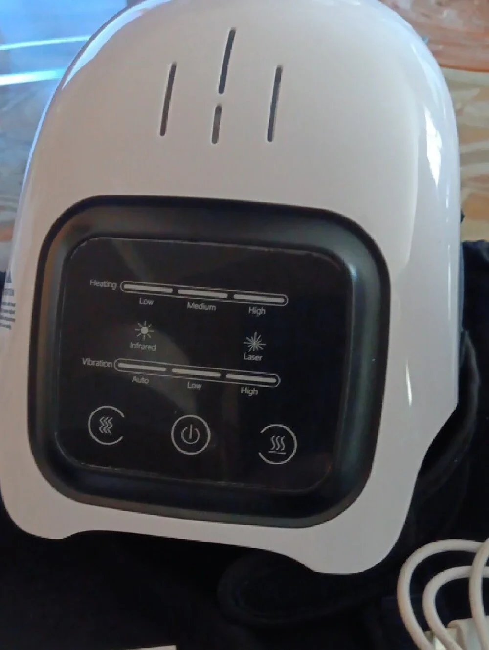 Smart Fit White and Black Knee Massager with Controller and Carry Pouch